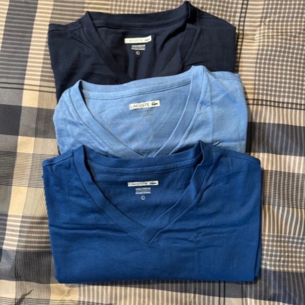 LACOSTE T-shirt 3 pack NWOT Blue undershirts Large - Picture 6 of 15